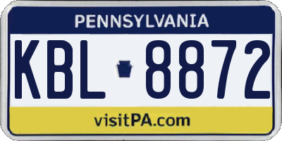 PA license plate KBL8872