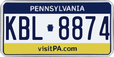 PA license plate KBL8874