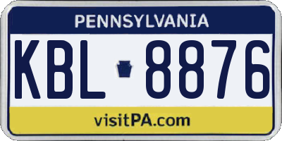 PA license plate KBL8876
