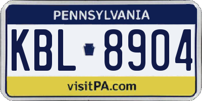 PA license plate KBL8904