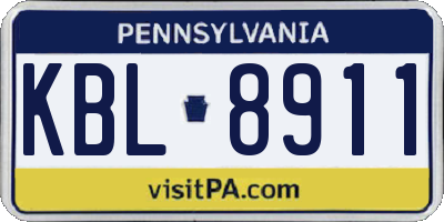 PA license plate KBL8911