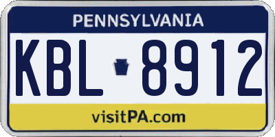 PA license plate KBL8912