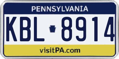 PA license plate KBL8914