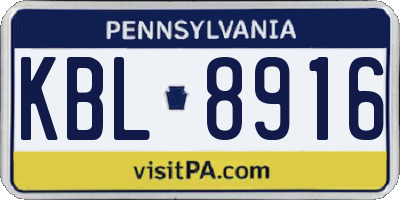 PA license plate KBL8916