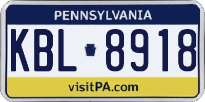 PA license plate KBL8918