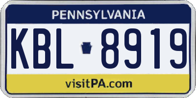 PA license plate KBL8919