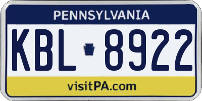 PA license plate KBL8922