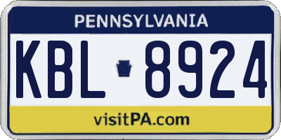 PA license plate KBL8924