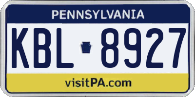 PA license plate KBL8927