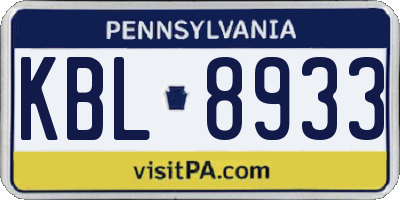 PA license plate KBL8933