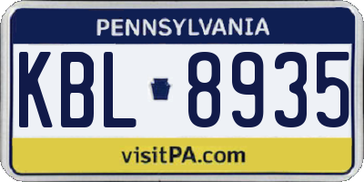 PA license plate KBL8935