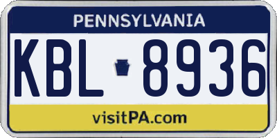PA license plate KBL8936
