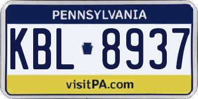 PA license plate KBL8937
