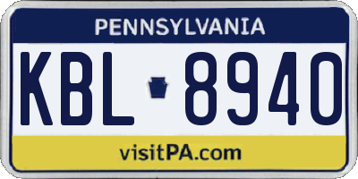 PA license plate KBL8940