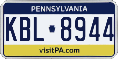 PA license plate KBL8944