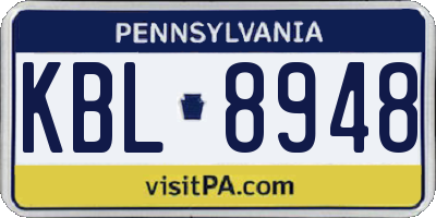 PA license plate KBL8948