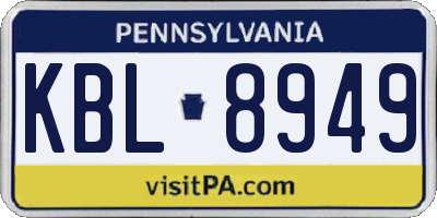 PA license plate KBL8949