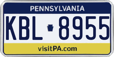 PA license plate KBL8955