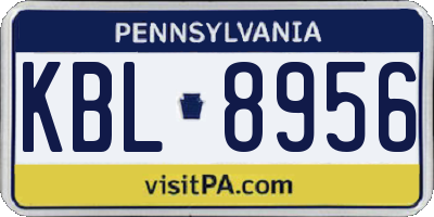 PA license plate KBL8956