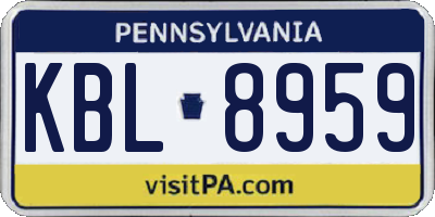 PA license plate KBL8959
