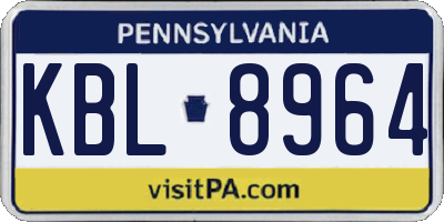 PA license plate KBL8964