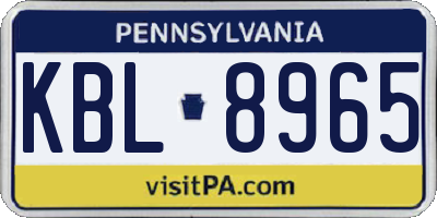 PA license plate KBL8965