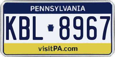 PA license plate KBL8967