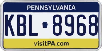 PA license plate KBL8968