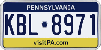 PA license plate KBL8971