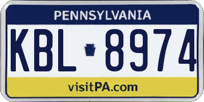 PA license plate KBL8974