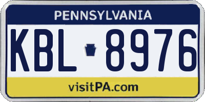 PA license plate KBL8976