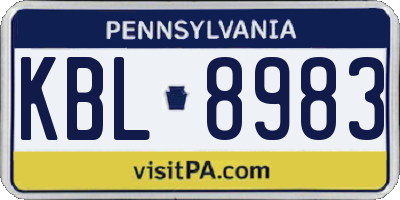 PA license plate KBL8983
