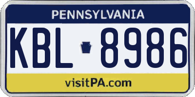 PA license plate KBL8986
