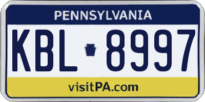 PA license plate KBL8997
