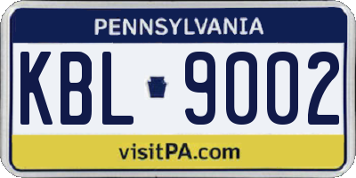 PA license plate KBL9002
