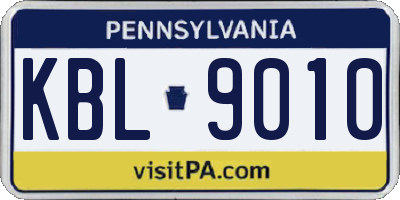 PA license plate KBL9010