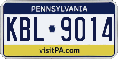 PA license plate KBL9014