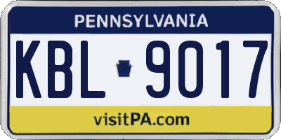 PA license plate KBL9017