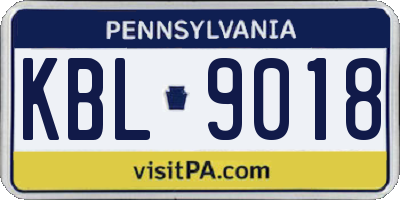 PA license plate KBL9018