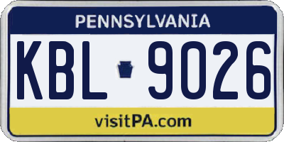 PA license plate KBL9026