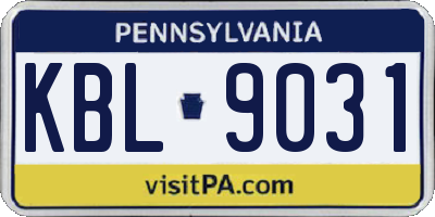 PA license plate KBL9031