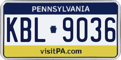PA license plate KBL9036