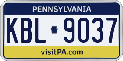 PA license plate KBL9037