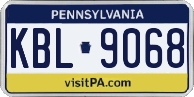 PA license plate KBL9068