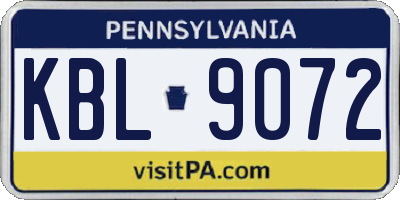 PA license plate KBL9072