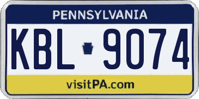 PA license plate KBL9074