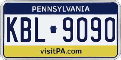 PA license plate KBL9090