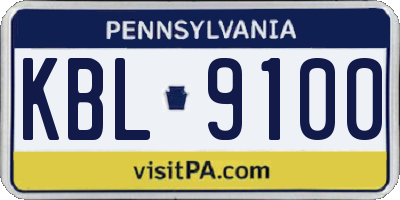 PA license plate KBL9100