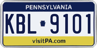 PA license plate KBL9101