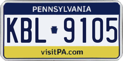 PA license plate KBL9105